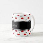 Mug Motif blanc nommé personnalisé de cerise (Devant droit)