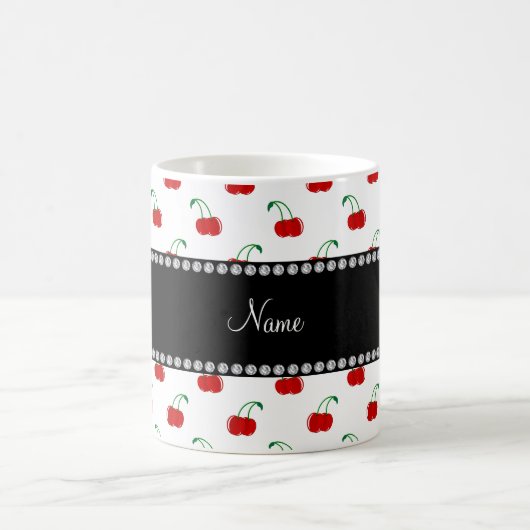 Mug Motif blanc nommé personnalisé de cerise (Centre)