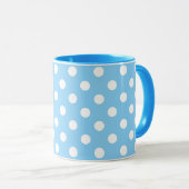 Mug motif bleu avec pois blancs (Devant droit)