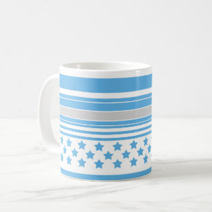 Mug Motif bleu ciel rayé avec des étoiles