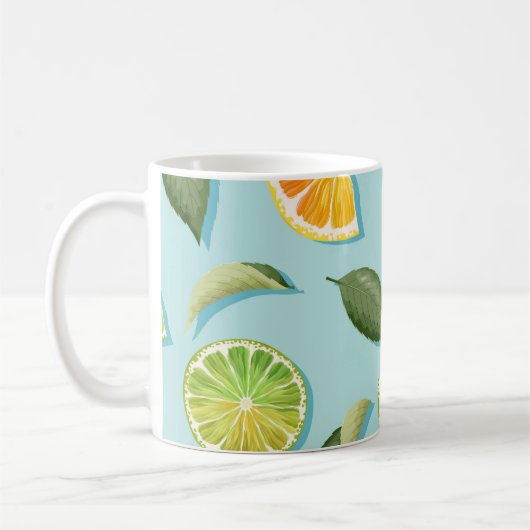 Mug Motif bleu citron vintage (Gauche)