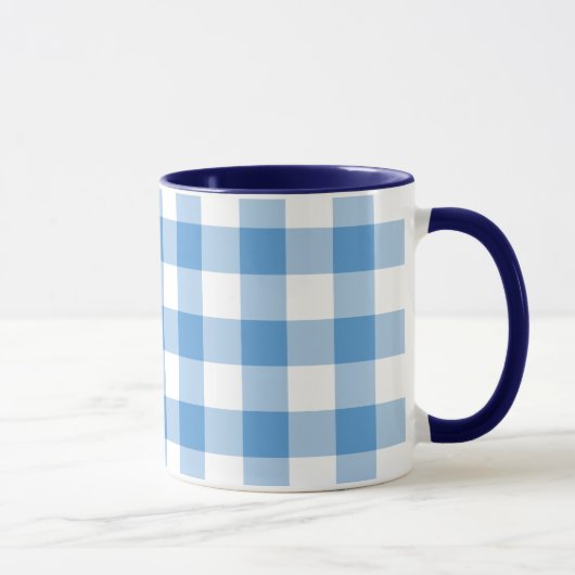 Mug Motif bleu clair et blanc En vichy (Droite)