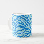 Mug Motif bleu de Bling de rayure de zèbre (Devant gauche)
