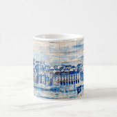 Mug motif bleu de porcelaine de tuile de peinture de (Centre)