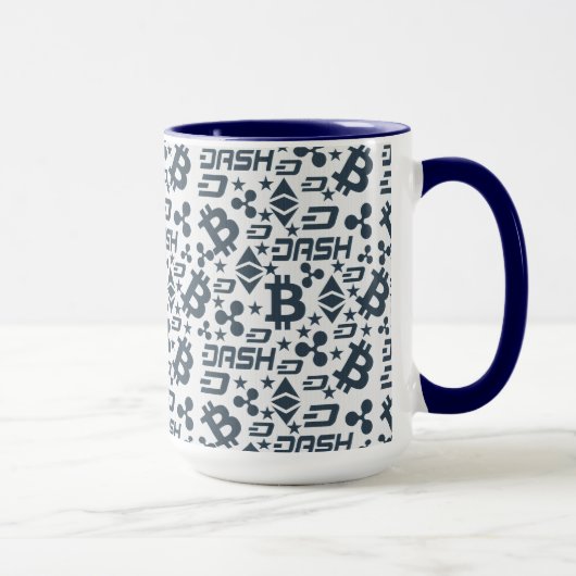 Mug Motif bleu et blanc de crypto-monnaie (Droite)