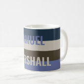 Mug Motif Bleu et Brown rayures (Devant droit)