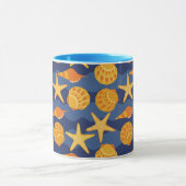 Mug Motif bleu et orange de coquillage (Centre)