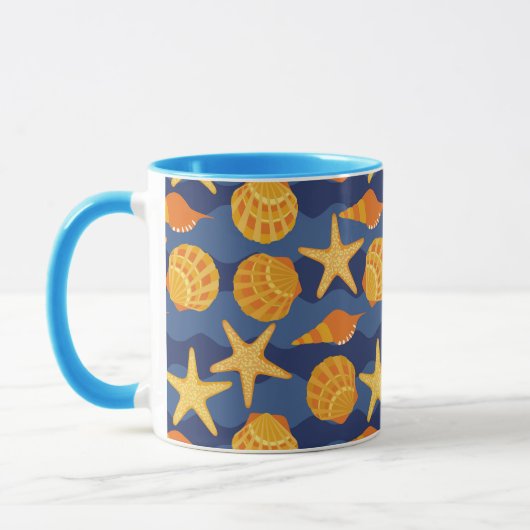 Mug Motif bleu et orange de coquillage (Gauche)