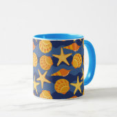 Mug Motif bleu et orange de coquillage (Devant droit)