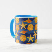 Mug Motif bleu et orange de coquillage (Devant gauche)