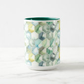 Mug Motif bleu et vert de Honycomb d'aquarelle (Centre)