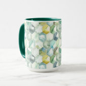 Mug Motif bleu et vert de Honycomb d'aquarelle (Devant gauche)