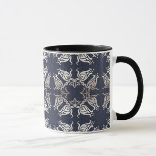 Mug motif bleu floral de style baroque