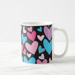 Mug Motif bleu Girly mignon de coeurs roses et