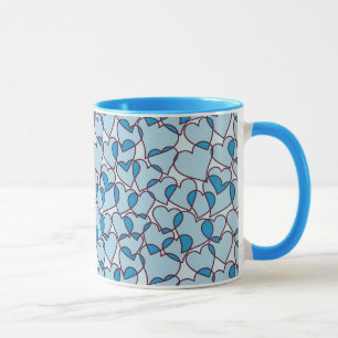 Mug Motif bleu moderne mignon de coeurs
