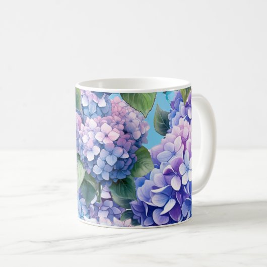 Mug Motif bleu violet rose Hydrangea (Devant droit)