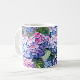 Mug Motif bleu violet rose Hydrangea