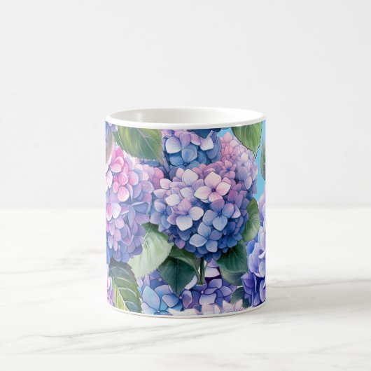 Mug Motif bleu violet rose Hydrangea (Centre)