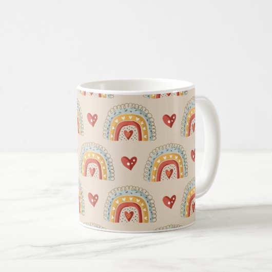 Mug Motif Boho Rainbow Doodle (Devant droit)