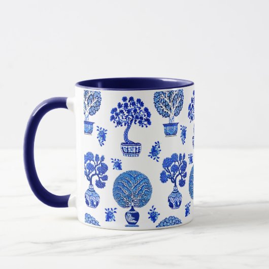 Mug Motif Bonsai Trees en Bleu et Blanc Cobalt (Gauche)