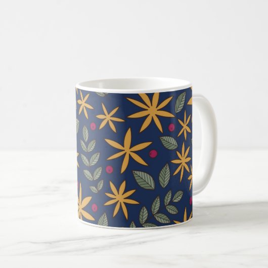 Mug Motif botanique à motif floral doré (Devant droit)