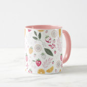 Mug Motif botanique agrumes fraise – Ensemble de 11 oz (Devant droit)