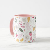 Mug Motif botanique agrumes fraise – Ensemble de 11 oz (Devant gauche)