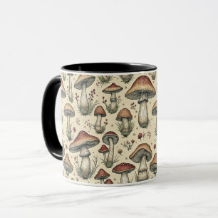Mug Motif botanique de Champignons en Brown et beige
