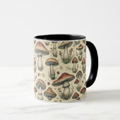 Mug Motif botanique de Champignons en Brown et beige (Devant droit)