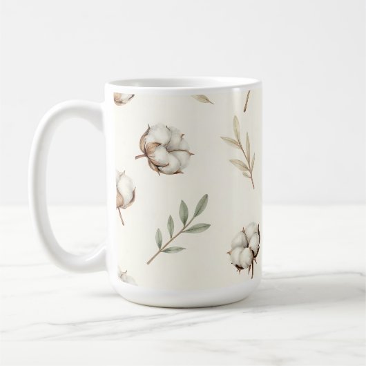 Mug Motif botanique de fleur de coton doux (Gauche)