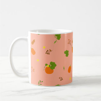 Mug Motif botanique de jardin aux pêches et citrouille