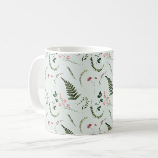 Mug Motif botanique Fleur sauvage aquarelle (Devant gauche)