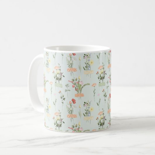 Mug Motif botanique Fleur sauvage aquarelle (Devant gauche)