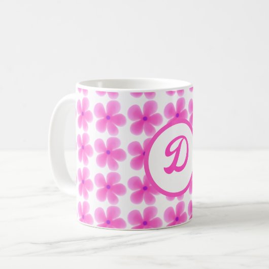 Mug motif botanique rose monogramme (Devant gauche)
