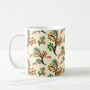 Mug Motif botanique sans couture avec une branche de f