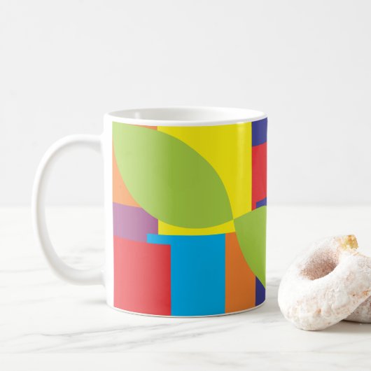 Mug Motif Carré géométrique Abstrait coloré (Avec donut)