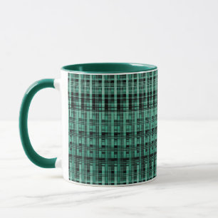 Mug Motif carreau à carreaux abstrait rétro vert noir