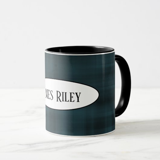 Mug motif carreau foncé avec nom (Devant droit)