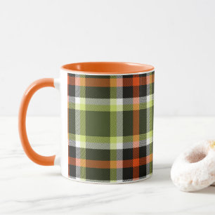 Mug Motif carreau orange kaki de feuillage d'automne m