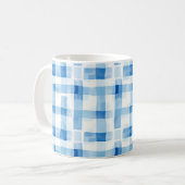 Mug Motif carreaux gingham bleu et blanc classique (Devant gauche)