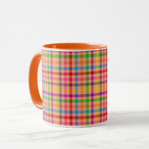 Mug Motif carreaux gingham couleur orange