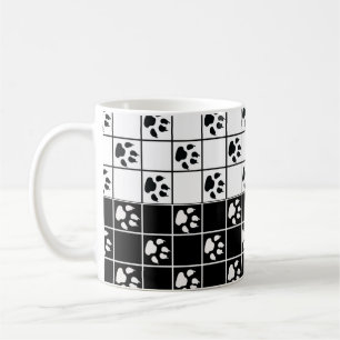 Mug Motif carreaux pattes griffes noir blanc