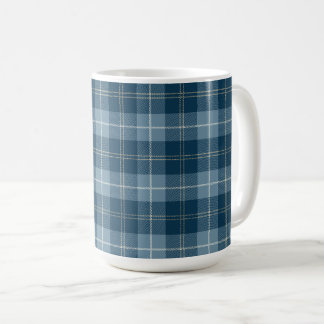 Mug Motif carreaux tartan bleu marine et bleu clair