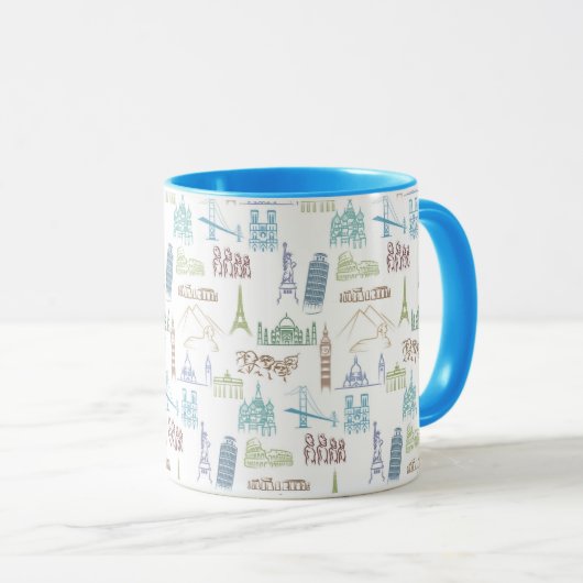 Mug Motif célèbre de points de repère (Devant droit)