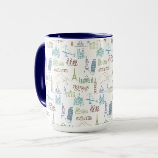 Mug Motif célèbre de points de repère (Devant gauche)