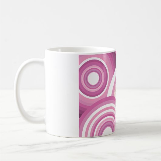 Mug Motif Cercles Rétro Rose (Gauche)
