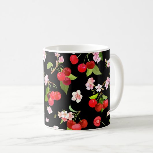 Mug Motif cerise 2 (Devant droit)