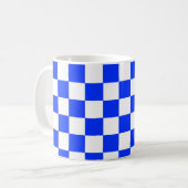 Mug Motif chèque À damiers blanc bleu (Devant gauche)