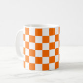 Mug Motif chèque À damiers blanc orange (Devant gauche)