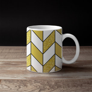 Mug Motif chevron à carreaux en or élégant